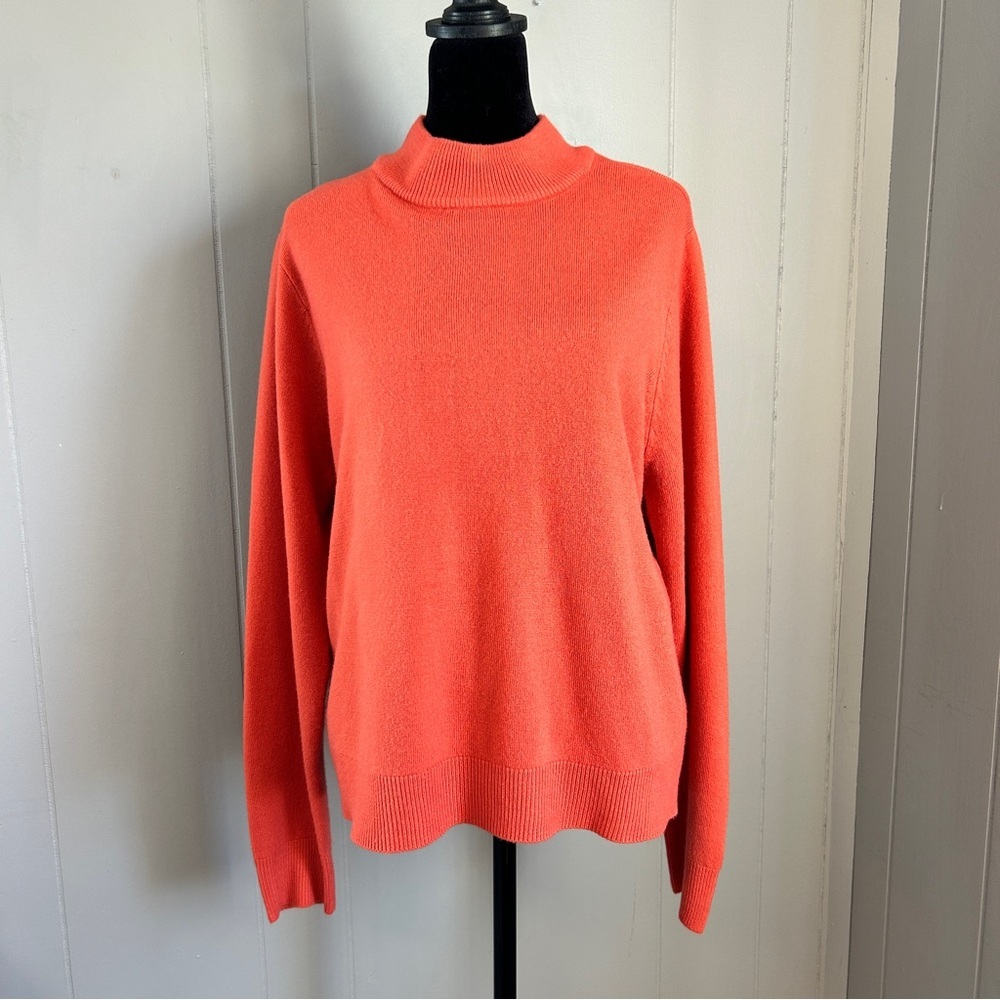 Elisabeth Williams Orange Mock Neck Sweater Size Large